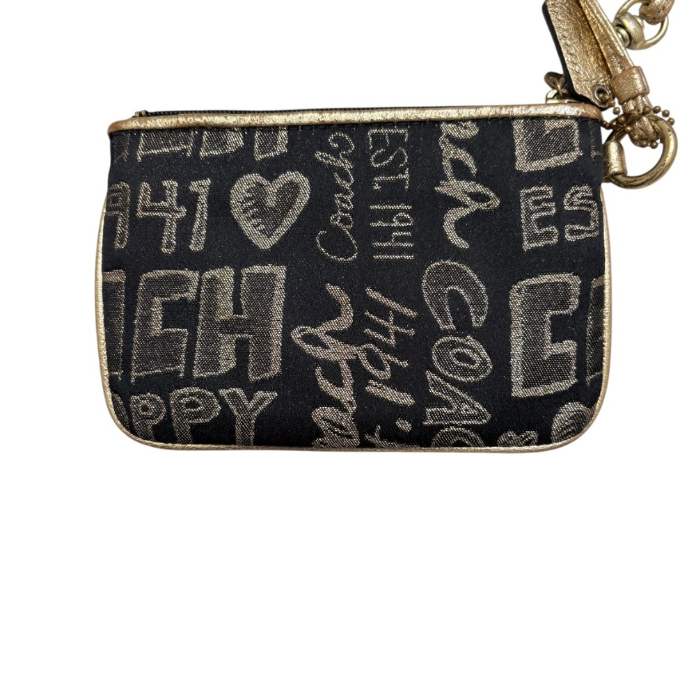 Coach black and gold poppy scribble wristlet bag - Picture 4 of 7